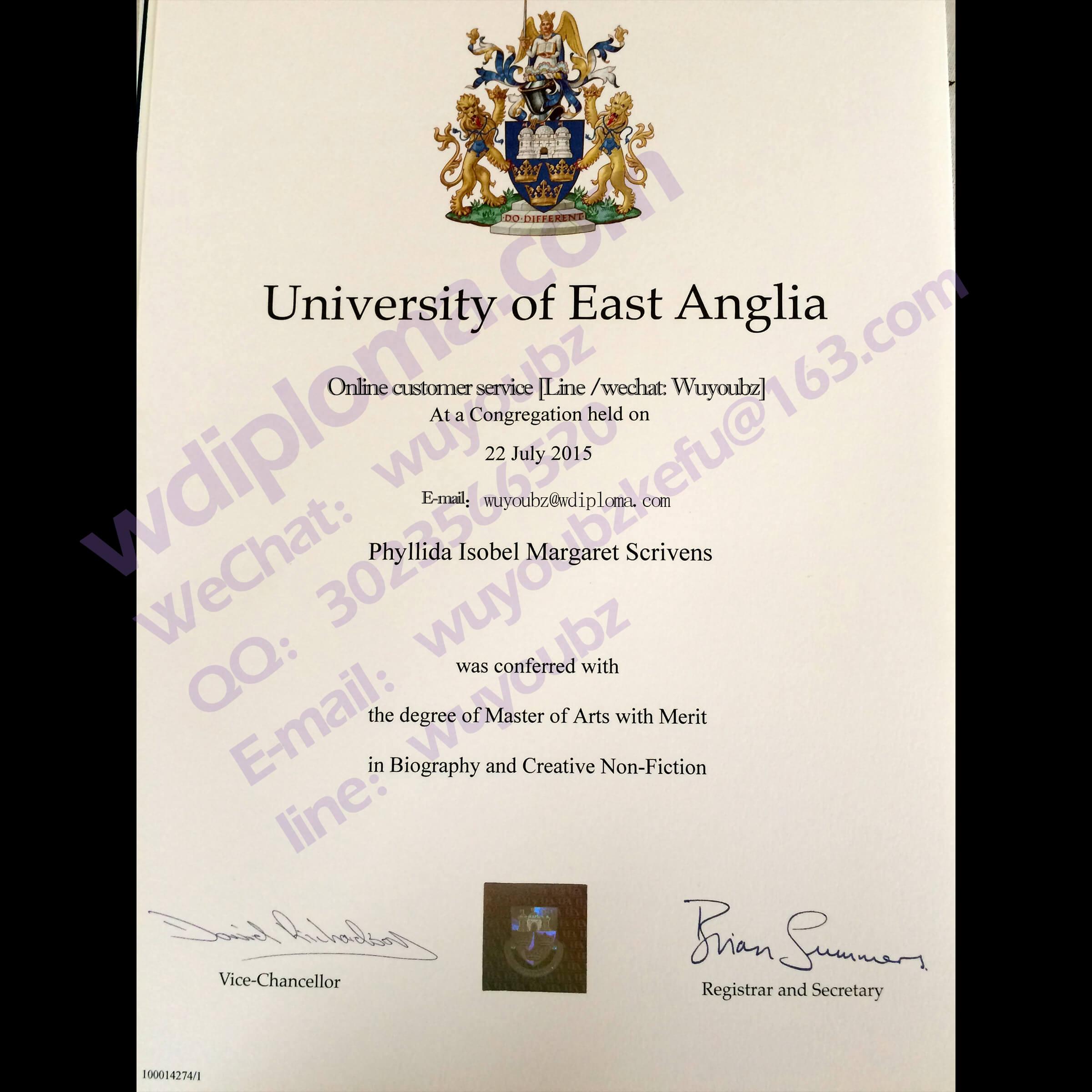 University of East Anglia diploma